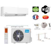 Pack Climatiseur réversible Mono-split Midea arum a++ 3500w 35m2 + kit 10 mètres de pose complet wifi integre