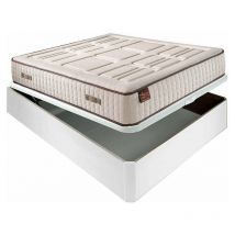 Aznar - Colchón Hr Cotton con visco 27 cm extra firme transpirable + Canapé abatible madera 3D transpirable altura 34 cm Blanco - 150x190 cm