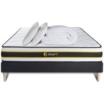 Sleepfit - Pack Colchón negro muelles y viscoelástica 140 x 190