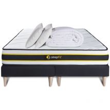 Sleepfit - Pack Colchón negro muelles y viscoelástica 2x80x200