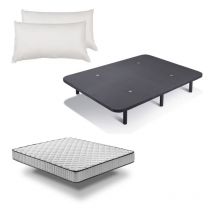 Pack Base tapizada 3D con válvulas aireadoras + Colchón pro Nature + regalo Almohada de Fibra 190cm