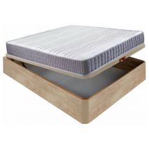 Aznar - Colchón visco Line 19 cm firmeza alta suavidad y económico + Canapé abatible madera 3D transpirable altura 34 cm 135x182 cm - Roble