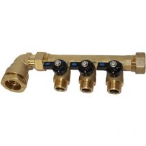 Arcanaute - Pack collecteur sanitaire eau-froide 3/4'' (20x27) 3 départs mâle 1/2'' (15x21) alimentation pehd Ø25 joints fibres