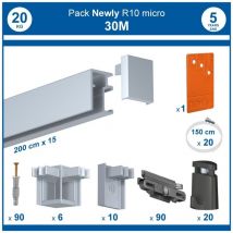 Newly - Pack complet 30 mètres cimaise R10 micro perlon couleur Aluminium anodisé