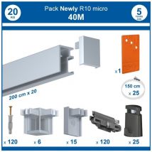 Pack complet 40 mètres cimaise R10 micro perlon couleur Aluminium anodisé