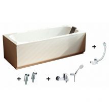 Sanitaire - Pack complet baignoire pop 160x70 avec robinetterie et Vidage