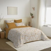 Univers Decor - Pack complet housse de couette réversible pour lit 140 x 190 cm Agathe moutarde