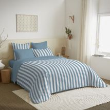 Pack complet housse de couette réversible pour lit 140 x 190 cm Anatole azur