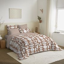 Pack complet housse de couette réversible pour lit 140 x 190 cm Mykonos sienne