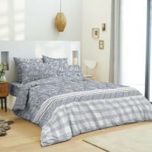 Pack complet housse de couette réversible pour lit 160 x 200 cm Floral lavande