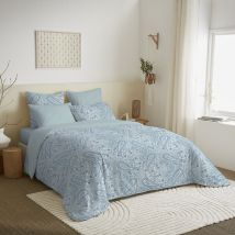 Univers Decor - Pack complet housse de couette réversible pour lit 180 x 200 cm 'King size' Cachemire bleu