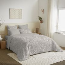 Pack complet housse de couette réversible pour lit 180 x 200 cm 'King size' Cachemire naturel