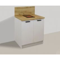 Inoval - kitchenette blanche 80cm avec Plaque de cuisson