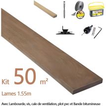 Deckibois - Kit Complet Terrasse 50m² En Bois Exotique Ipe Longueur Des Lames : 1550mm
