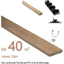 Deckibois - Kit Complet Terrasse 40m² En Bois Exotique Ipe Grad Clips - Longueur De Lames : 1800mm