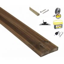 Deckibois - Kit terrasse complet en pin du nord ab avec Lambourde, vis, cale de ventilation, plot pvc et Bande bitumineuse - lot : 15m² - Longueur de