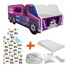 Pack complet Lit camion poney rose - 70 x140 cm