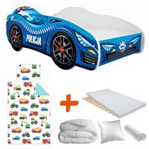 Bebegavroche - Pack complet Lit enfant Voiture Racing Police