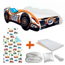 Bebegavroche - Pack complet Lit enfant Voiture Formule 1 motif Twist
