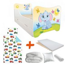 Pack complet Avec Tiroir Et Lit Petit Eléphant - 70 x140 cm
