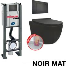 Coribi - Pack Complet wc Sans Bride Bati Autoportant + Cuvette Noir Mat