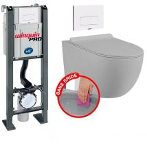Coribi - Pack complet wc bâti autoportant + Cuvette gris matt suspendu