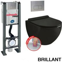 Coribi - Pack Complet wc Sans Bride Bati Autoportant + Cuvette Noir
