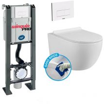 Wirquin Pro - Pack Complet wc Sans Bride Bati Autoportant + Cuvette blanche