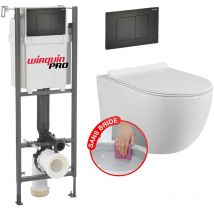 Pack Complet WC Sans Bride Bati INITIO + Cuvette blanche suspendu