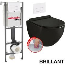Coribi - Pack Complet wc Sans Bride Bati initio + Cuvette noir brillant