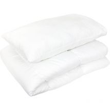 Pack couette été 120x150 garnissage 100% polyester 200g/m2 et oreiller 40x60 cm gavroche blanc