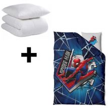 Pack Couette Oreiller Junior et Parure de lit Spiderman -120x150 cm