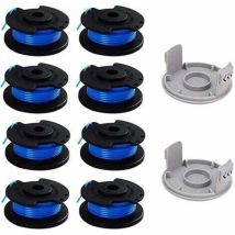 Pack De 10 Bobines De Rechange Pour Coupe-bordures Ryobi One+ Ac14rl3a, 18v 24v 40v, Ø 1,6mm, Longueur 20,11m (incluant 8 Bobines Et 2 Couvercles)
