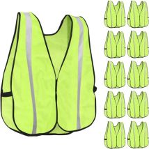 Pack de 10 gilets de sécurité réfléchissants haute visibilité, bande argentée, pour hommes et femmes
