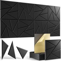 Pack de 12 Panneaux Acoustiques, Panneaux Acoustiques Autocollants, Mousse Acoustique Haute Densité Adapté à la Décoration Murale/Plafonds/Portes