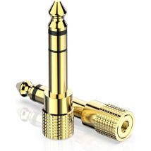Dolaso - Pack de 2 adaptateurs prise jack 6,35 mm male vers prise jack 3,5 mm adaptateur casque stéréo plaqué or pour clavier, enceintes, guitare,