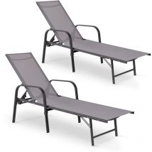 Mc Haus - Pack de 2 bains de soleil pour jardin ou piscine, acier renforcé, design moderne, coloris gris, Duna Dark Grey