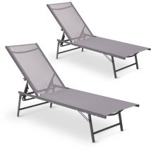 Mc Haus - Pack de 2 bains de soleil pour jardin ou piscine, acier renforcé, design léger, coloris gris, Dana Dark Grey