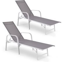 Mc Haus - Pack de 2 bains de soleil pour jardin ou piscine, acier renforcé, design moderne, coloris blanc et gris, Duna Light Grey