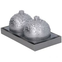 Vacchetti - Pack de 2 bougies en paraffine sphère argentée avec bulles cm ø7,5h7,5
