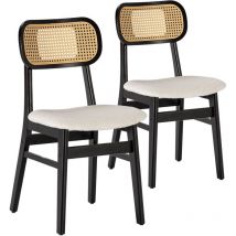 Vs Venta-stock - Pack de 2 chaises Boira Noire avec Imitation tissu mouton et rotin synthétique