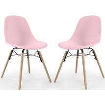 Chaise de Salle à Manger - Design Scandinave - Pieds en Bois - Lot de 2 - Skögur Rose pâle