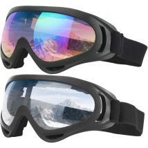 Pack de 2 masques de ski, masques de snowboard avec verres antireflet et coupe-vent Convient aux adolescents et aux adultes