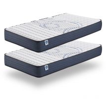 Pack de 2 matelas Perfect Sleep 90x190 cm - Soutien Blue Latex - Mousse à mémoire de forme HR - Noyau de polyuréthane - 7 Zones de Confort - Tissu 3D