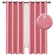 Pack de 2 rideaux occultants opaques à étoiles - rose - 132x213cm