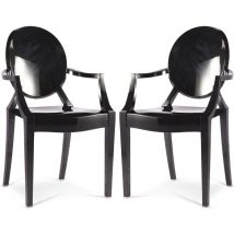 Pack de 2 Sillas de comedor Transparentes - Diseño con Reposabrazos - Louis xiv