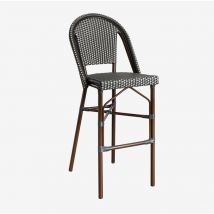 Sklum - Pack de 2 taburetes altos apilables de jardín con respaldo en aluminio y ratán sintético Brielle Bistro