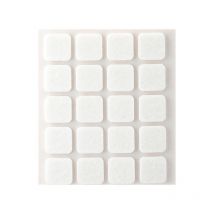 Pack de 20 patins en feutre blanc synthetiques adhesifs 17x17mm plasfix Inofix