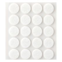 Pack de 20 patins en feutre blanc synthetiques adhesifs diametre 17mm plasfix Inofix