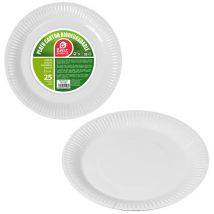 Pack De 25 Assiettes Blanches En Carton 23cm Best Products Green